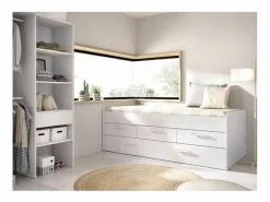 Outlet Cama nido Leka con 3 cajones blanco 68x194x95 cm Cama Diván|Cama Nido