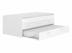 Outlet Cama nido Leka con 3 cajones blanco 68x194x95 cm Cama Diván|Cama Nido