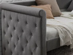 Vente-unique Cama nido LOUISE con diván tapizado en tela , 2x90x190cm Gris