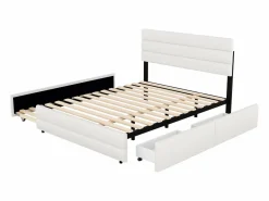 Best Cama nido para adultos y niños 140 x 200 cm y 90 x 190 cm - Cama con plataforma extensible con 2 cajones con somier y cabecero - Blanco