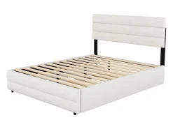 Best Cama nido para adultos y niños 140 x 200 cm y 90 x 190 cm - Cama con plataforma extensible con 2 cajones con somier y cabecero - Blanco