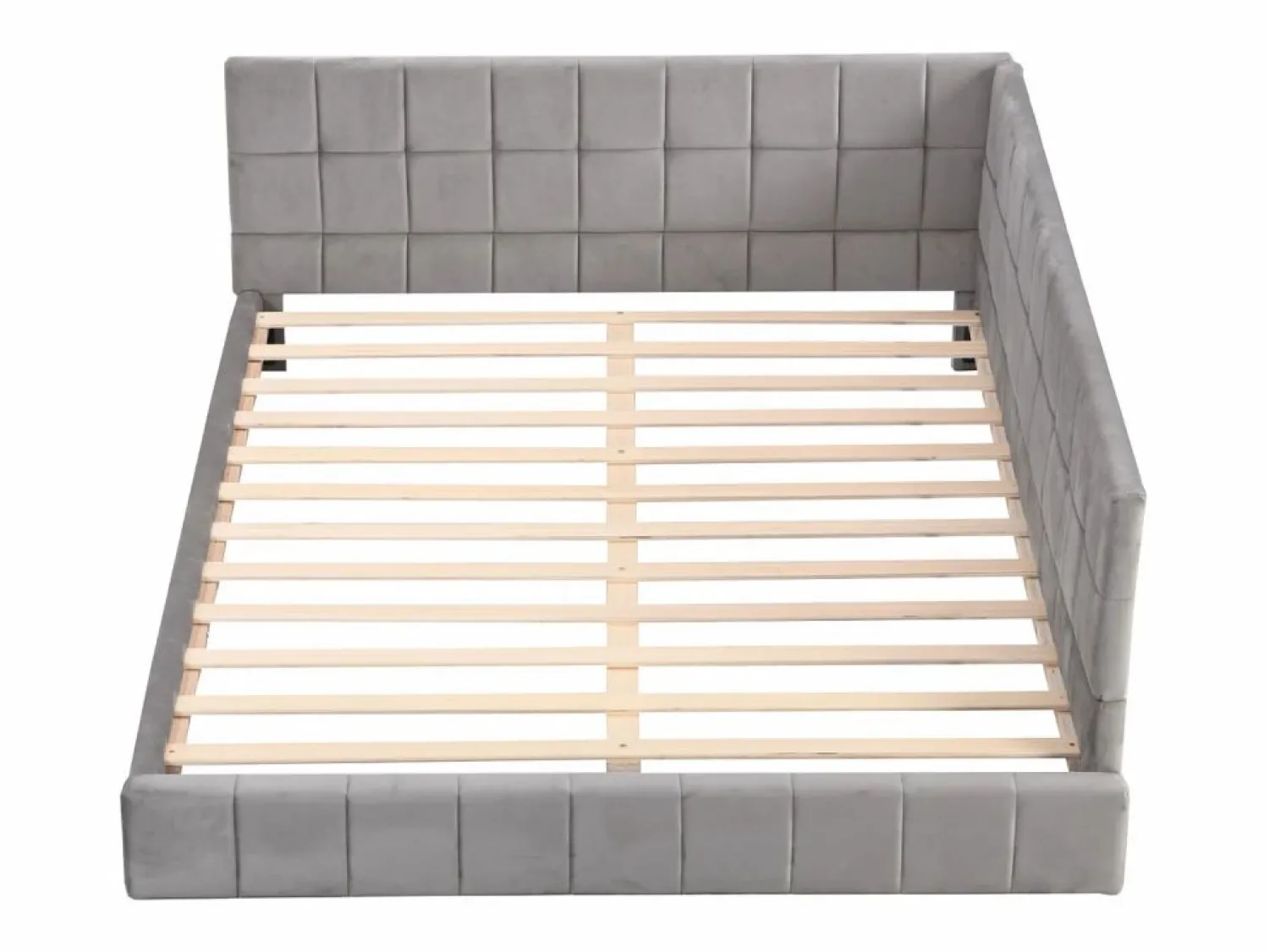 Discount Cama nido tapizada de 140 x 200 cm, sofá cama, somier de láminas, cama para adultos, terciopelo, Cama Nido