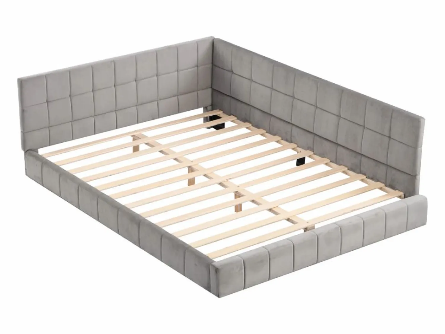 Discount Cama nido tapizada de 140 x 200 cm, sofá cama, somier de láminas, cama para adultos, terciopelo, Cama Nido