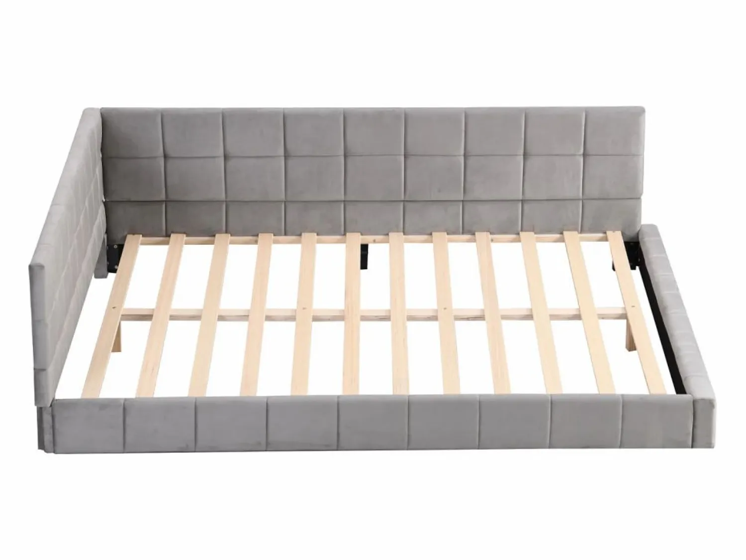 Discount Cama nido tapizada de 140 x 200 cm, sofá cama, somier de láminas, cama para adultos, terciopelo, Cama Nido