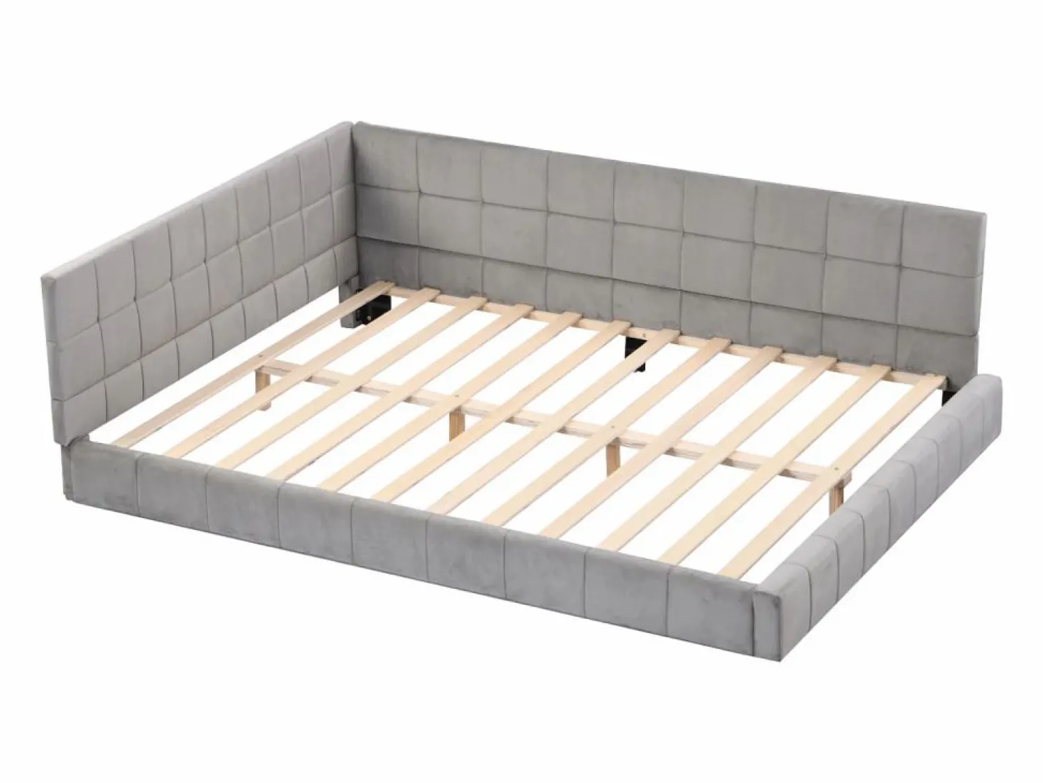 Discount Cama nido tapizada de 140 x 200 cm, sofá cama, somier de láminas, cama para adultos, terciopelo, Cama Nido