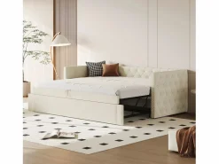 Online Cama nido tapizada en terciopelo - 90/180x200 cm - con somier de láminas - Cama Nido