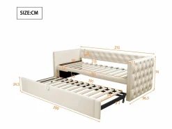 Online Cama nido tapizada en terciopelo - 90/180x200 cm - con somier de láminas - Cama Nido