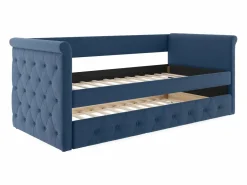 Outlet Cama nido tapizada LOUISE - 2x90x190cm - tela azul Cama Diván|Cama Nido