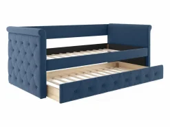 Outlet Cama nido tapizada LOUISE - 2x90x190cm - tela azul Cama Diván|Cama Nido