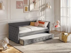 Vente-unique Cama nido tapizada LOUISE - 2x90x190cm - tela