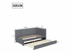 Cama nido tapizada 90x200cm - sofá cama nido, somier de láminas, camas juveniles, camas infantiles, camas supletorias, terciopelo -