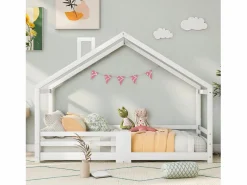 Clearance Cama nido 90x200 cm - Cama infantil con somier - protección anticaídas - Cama Montessori