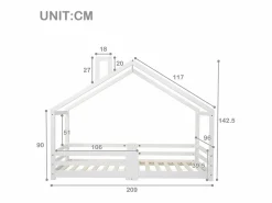 Clearance Cama nido 90x200 cm - Cama infantil con somier - protección anticaídas - Cama Montessori