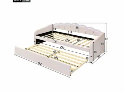Best Merax Cama nido 90x200 cm + cama 90x190 cm, sofá cama - terciopelo - LEDs - color (sin colchón) Rosa