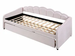 Best Merax Cama nido 90x200 cm + cama 90x190 cm, sofá cama - terciopelo - LEDs - color (sin colchón) Rosa