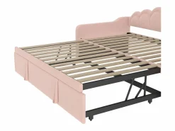 Sale Cama nido 90x200 cm - Sofá convertible con iluminación LED y reposabrazos - terciopelo - sin colchón Cama Nido