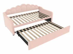 Sale Cama nido 90x200 cm - Sofá convertible con iluminación LED y reposabrazos - terciopelo - sin colchón Cama Nido