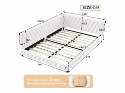 Cama nido 140x200 cm - Terciopelo Teddy, Sofá cama convertible con iluminación LED y carga USB, -