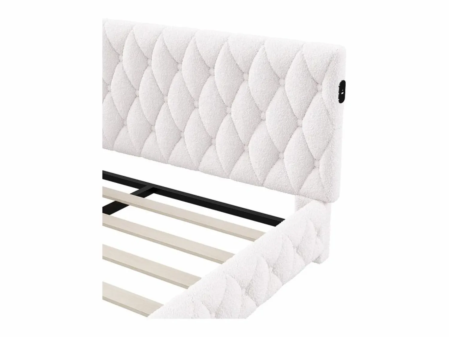Cama nido 140x200 cm - Terciopelo Teddy, Sofá cama convertible con iluminación LED y carga USB, -