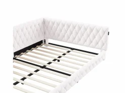 Cama nido 140x200 cm - Terciopelo Teddy, Sofá cama convertible con iluminación LED y carga USB, -