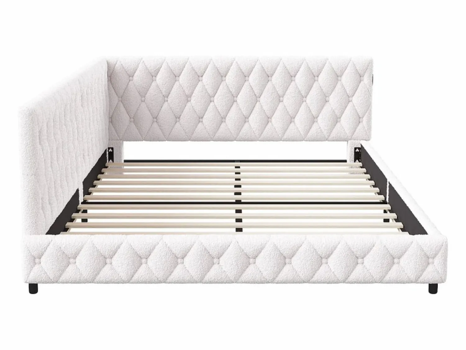 Cama nido 140x200 cm - Terciopelo Teddy, Sofá cama convertible con iluminación LED y carga USB, -