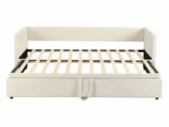 Best Cama nido 90/180x200cm, Sofá cama extensible con somier, estilo escandinavo, terciopelo, Beige