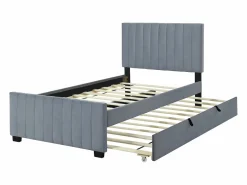 Merax Cama nido 2x90x190 cm con cabecero - Terciopelo - para niños - Somier incluido -