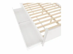 Outlet Cama para adultos de 140 x 200 cm - con 2 cajones y estantes - pino - colchón no incluido Blanco