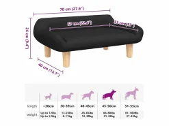 Best Cama para perros de tela negra 70x40x24 cm Cama De Animales De Compañía