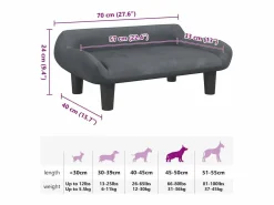 Online Clicnbuy Cama para perros de terciopelo oscuro 70x40x24 cm Gris