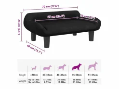 Clicnbuy Cama para perros de terciopelo negra 70x40x24 cm