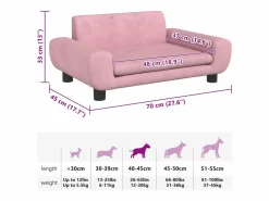 Best Clicnbuy Cama para perros de terciopelo 70x45x33 cm Rosa