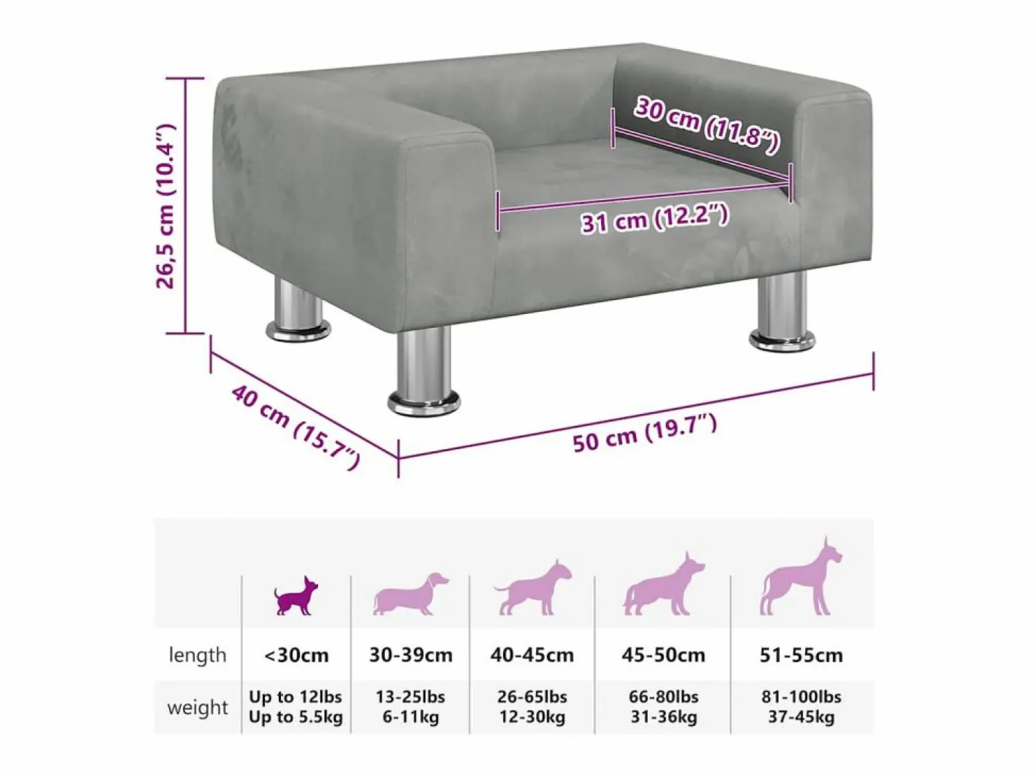 Best Cama para perros de terciopelo claro 50x40x26,5 cm Cama De Animales De Compañía
