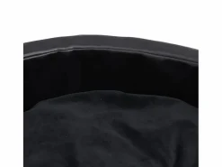 Clicnbuy Cama para perros felpa y cuero sintético negra 79x70x19 cm