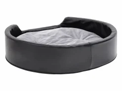Clicnbuy Cama para perros felpa y cuero sintético gris 79x70x19 cm Negro