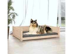 Clearance Clicnbuy Cama para perros madera maciza de pino 95,5x65,5x28 cm Marru00f3n