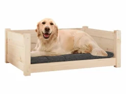 Clicnbuy Cama para perros madera maciza de pino 75,5x55,5x28 cm