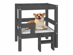 New Clicnbuy Cama para perros madera maciza de pino 55,5x53,5x60 cm Gris