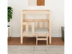 Clicnbuy Cama para perros madera maciza de pino 65,5x50,5x70 cm