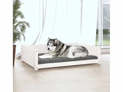 Clicnbuy Cama para perros madera maciza de pino 105,5x75,5x28 cm Blanco