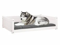 Clicnbuy Cama para perros madera maciza de pino 105,5x75,5x28 cm Blanco