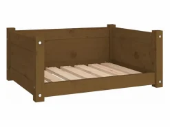 Clicnbuy Cama para perros madera maciza pino marrón miel 65,5x50,5x28 cm