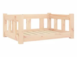 New Clicnbuy Cama para perros madera maciza de pino 65,5x50,5x28 cm Marru00f3n