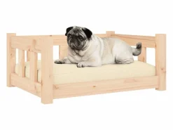 New Clicnbuy Cama para perros madera maciza de pino 65,5x50,5x28 cm Marru00f3n