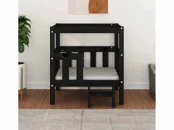 Clicnbuy Cama para perros madera maciza de pino 65,5x50,5x70 cm Negro