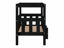 Clicnbuy Cama para perros madera maciza de pino 65,5x50,5x70 cm Negro