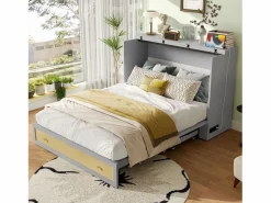 Clearance Cama plegable 140×200 cm - con toma USB y enchufe - (colchón no incluido) Cama Abatible