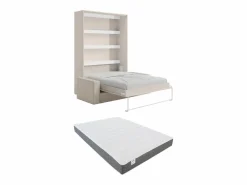 Online Cama plegable 140 x 200 cm apertura manual con leds + colchón + sofá - RAPILI Cama Abatible
