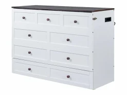 Merax Cama plegable 140 x 200 cm con 2 cajones y estante en la cabecera de la cama - Madera de pino y MDF - Toma USB -