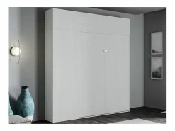 Les Tendances Cama plegable con columna contenedor y muebles altos de fresno , Kanto 160x190 cm